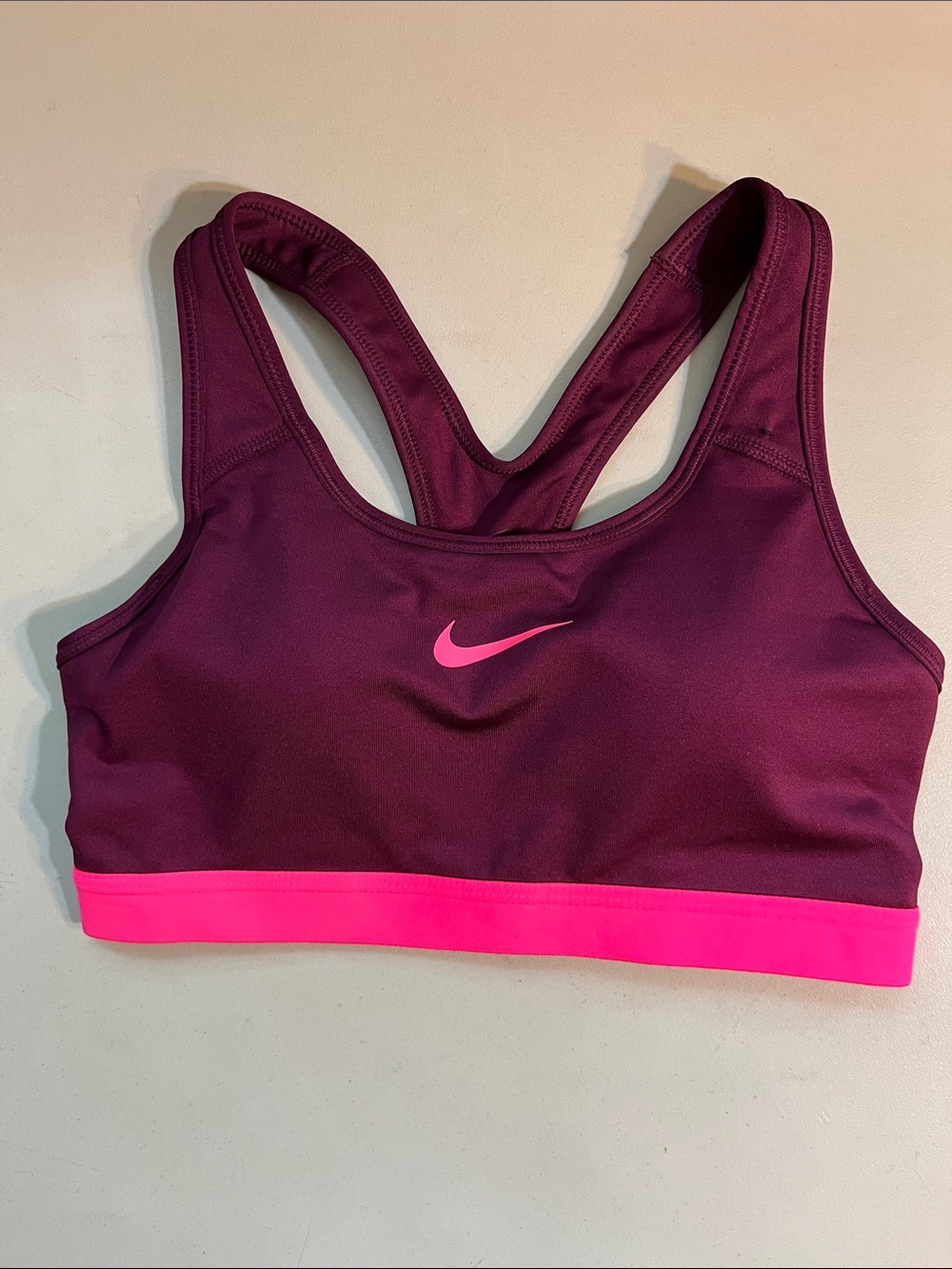 Nike Plum Sports Bra with Hot Pink Band